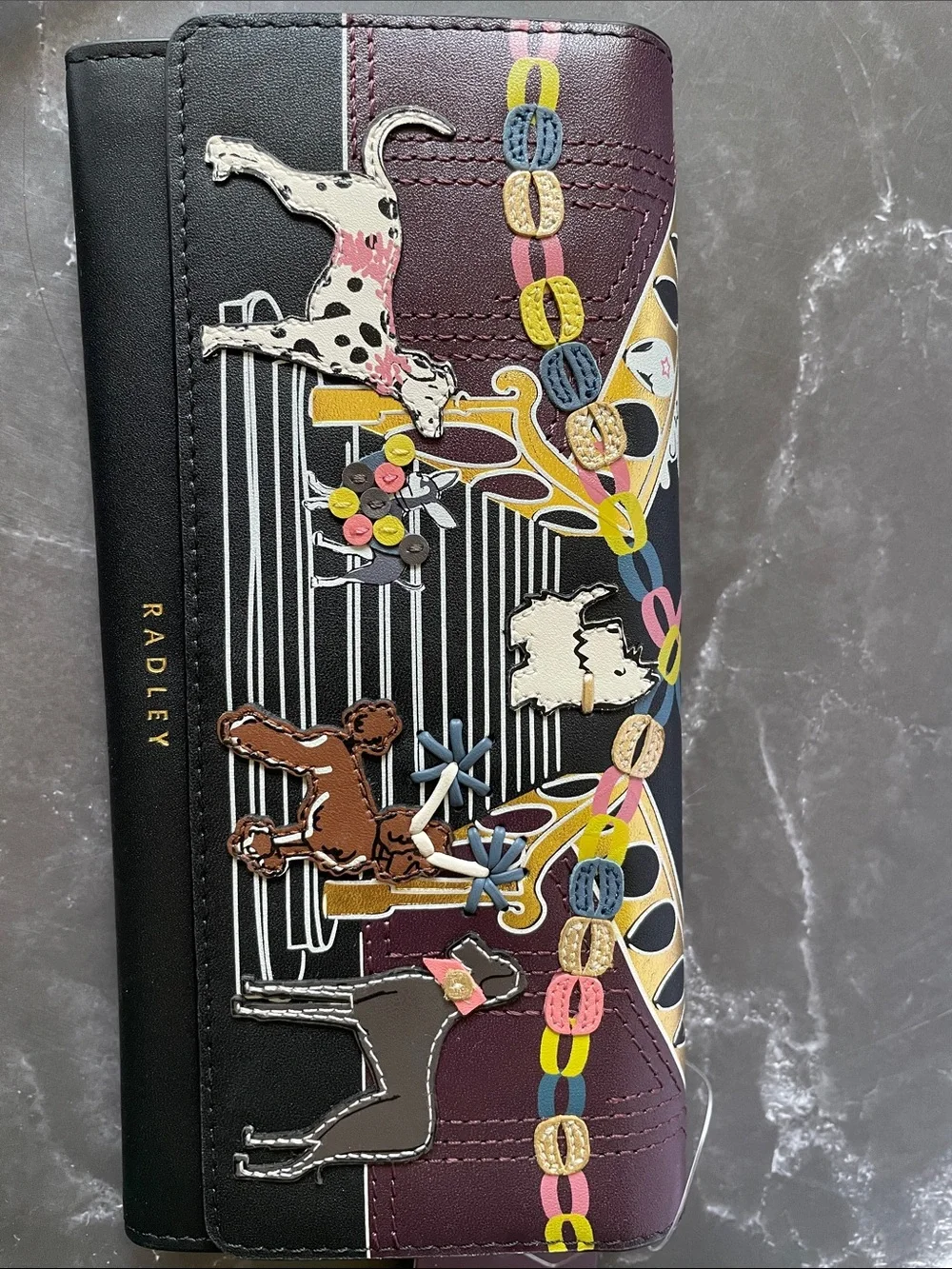 Radley London Party Pals Large Flapover Wallet in Black